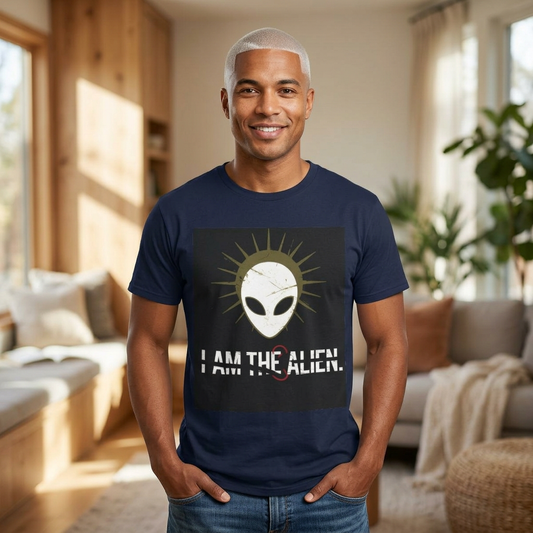 I AM THE ALIEN T-Shirt — Funny Minimalist UFO Conspiracy Tee for UFO Enthusiasts