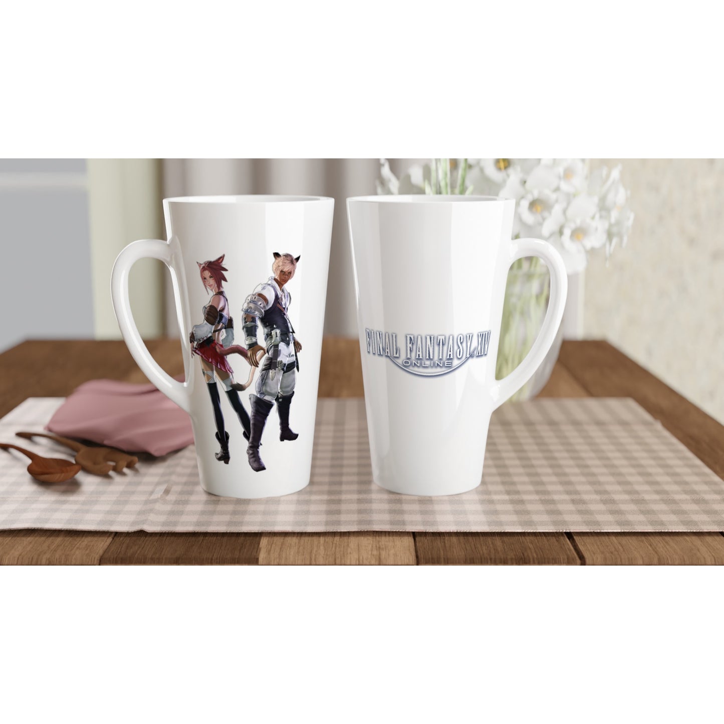 Miqo'te Final Fantasy XIV | Taza de cerámica blanca | 3 tamaños