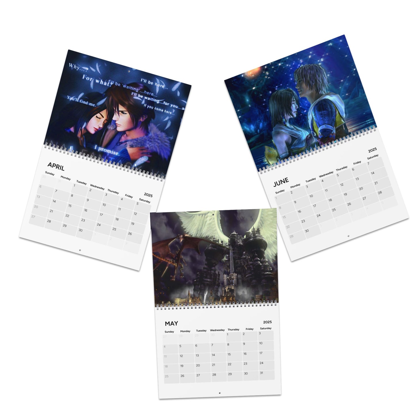 Final Fantasy Franchise 2025 Wall Calendar, Gamer Gift, Geek Decor, Fan Art Calendar, Gaming Merchandise