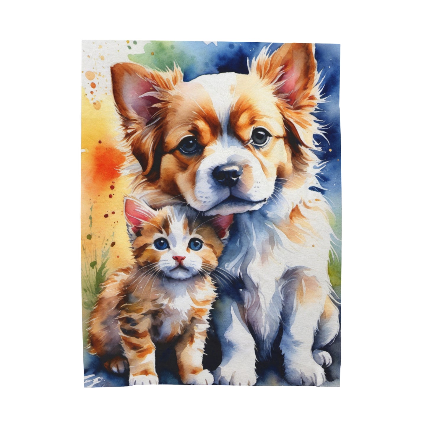 Cat & Dog Anime Velveteen Plush Blanket