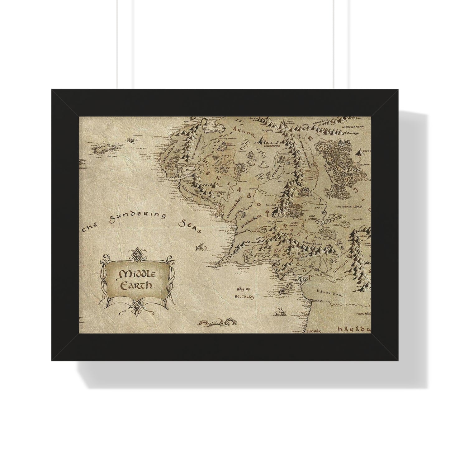 Middle Earth Map The Lord of The Ring Framed Horizontal Poster