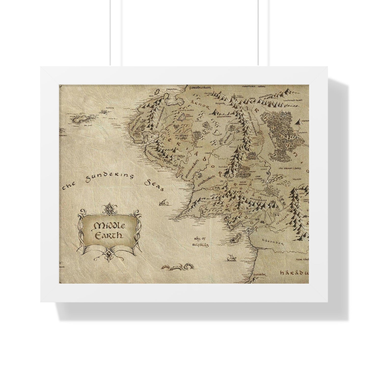 Middle Earth Map The Lord of The Ring Framed Horizontal Poster