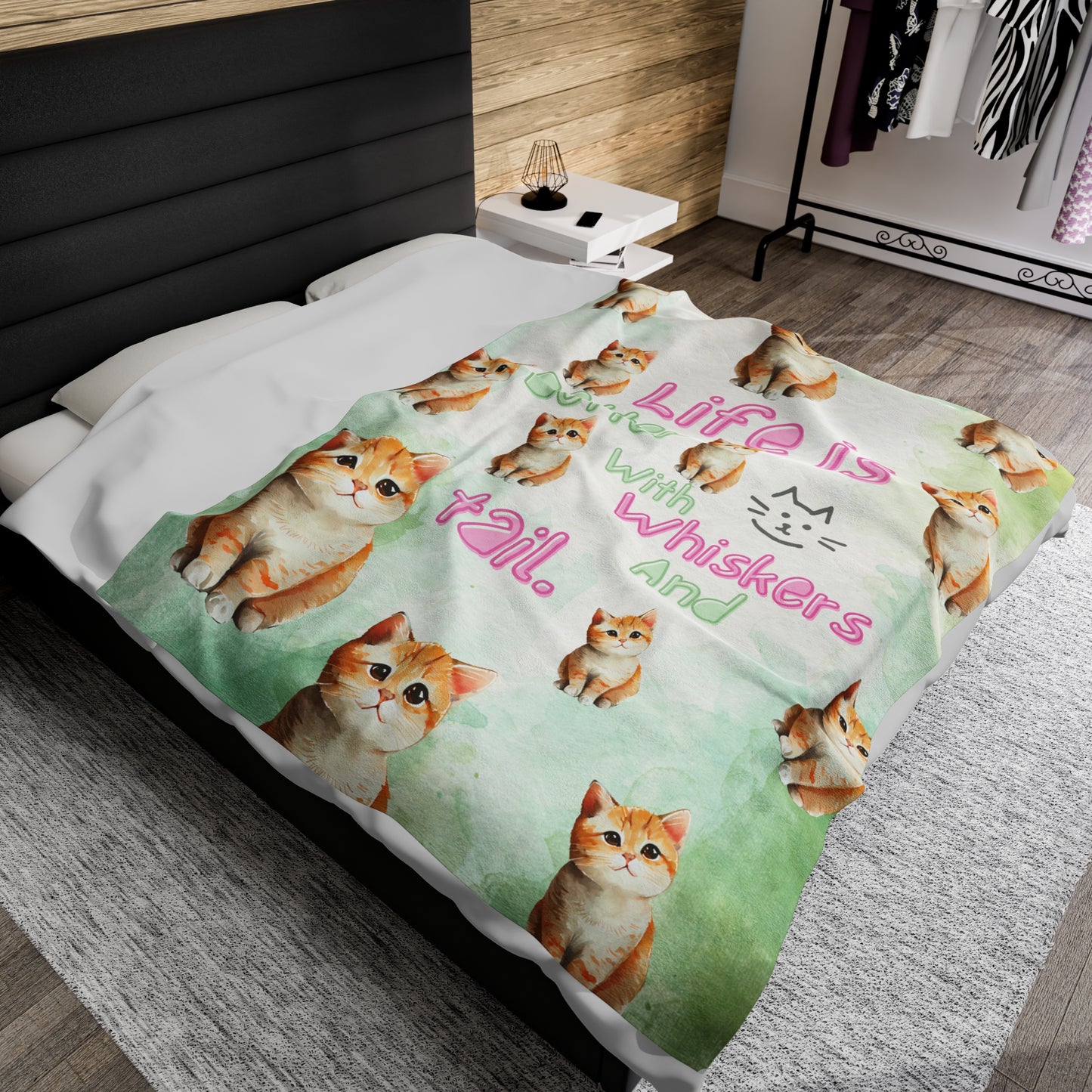 Cat Cute Anime Blanket Velveteen Plush Blanket