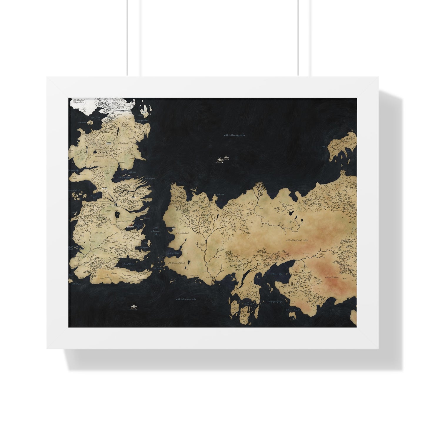 Game Of Throne Map Framed Horizontal Poster