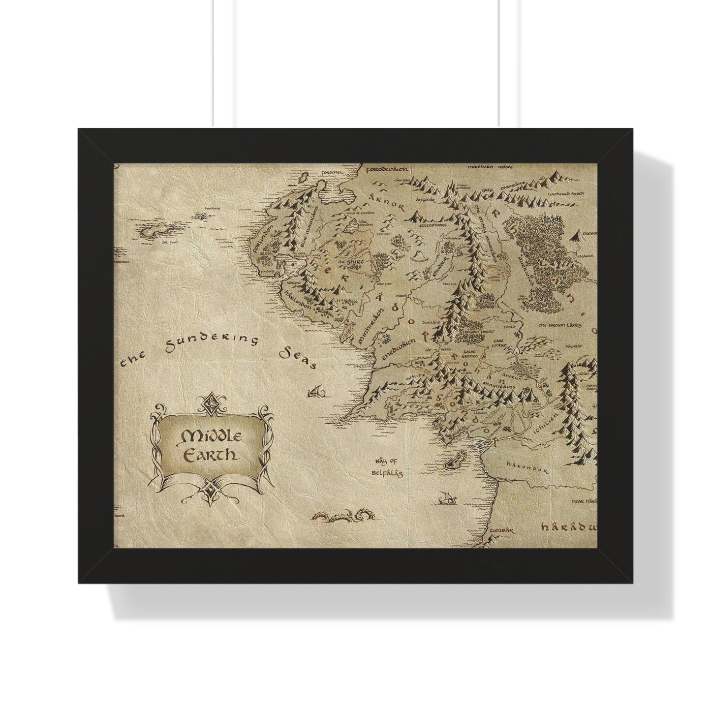 Middle Earth Map The Lord of The Ring Framed Horizontal Poster