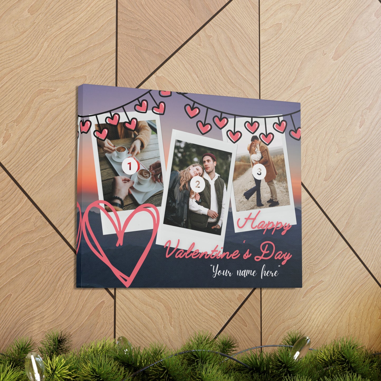 Personalized 3 Photos (Vertical) & Name For You | Canvas Gallery Wraps | Valentines day | Gift for her | Gift For Him |Custom Made