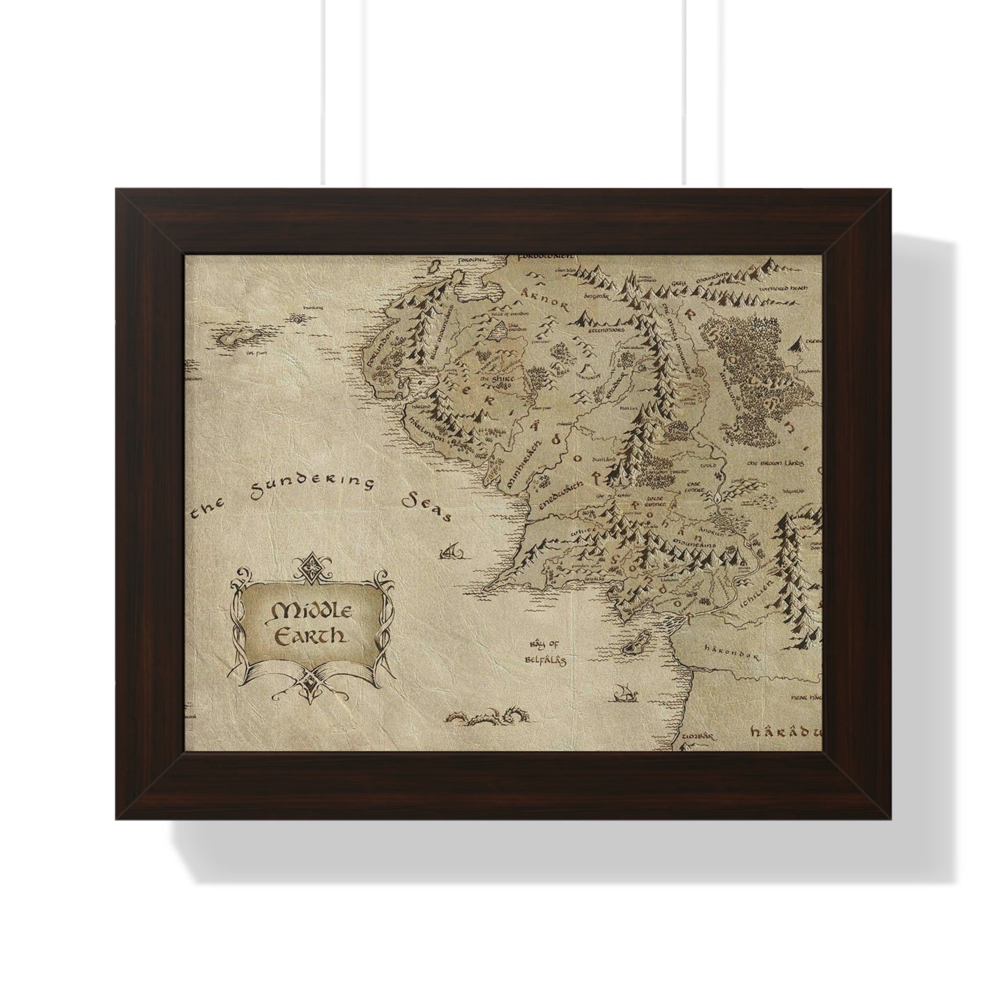 Middle Earth Map The Lord of The Ring Framed Horizontal Poster