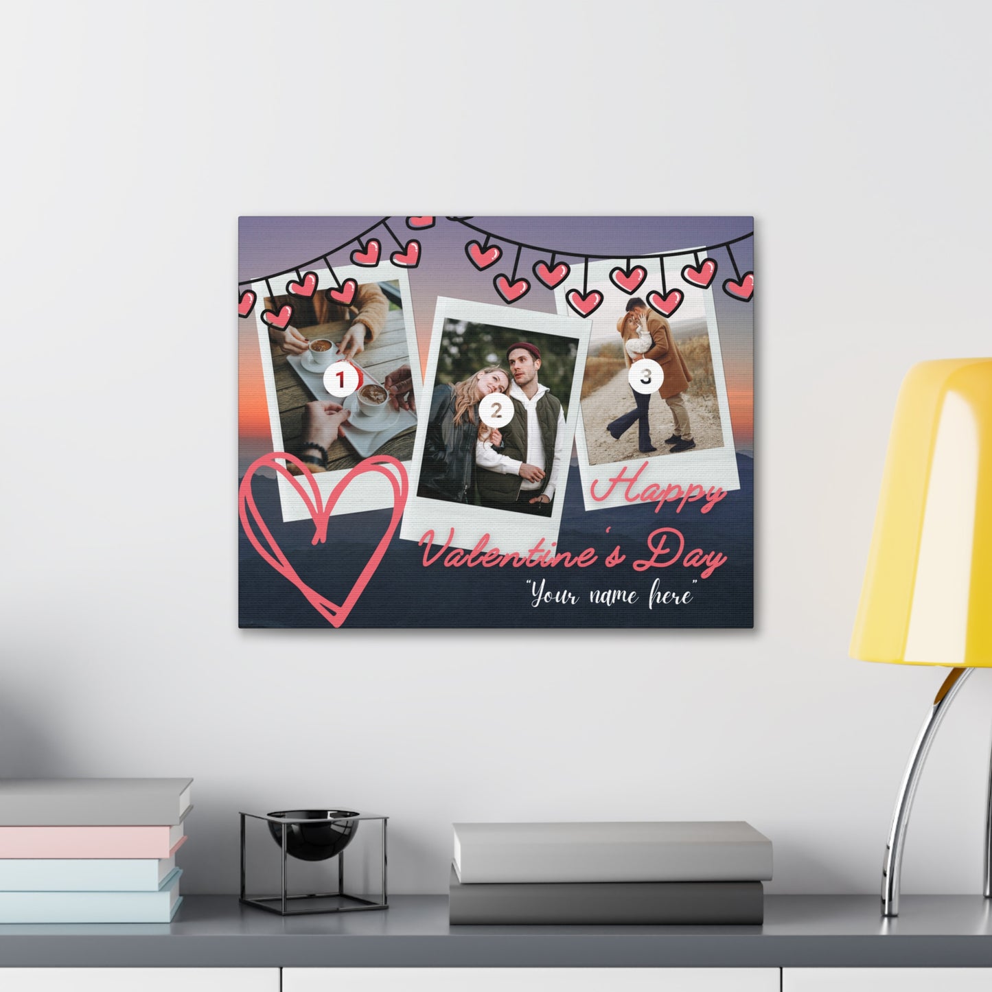 Personalized 3 Photos (Vertical) & Name For You | Canvas Gallery Wraps | Valentines day | Gift for her | Gift For Him |Custom Made