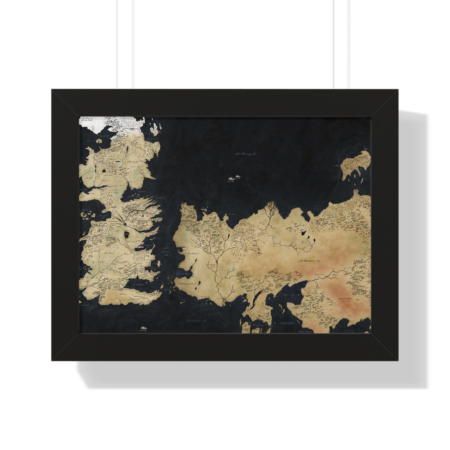 Game Of Throne Map Framed Horizontal Poster