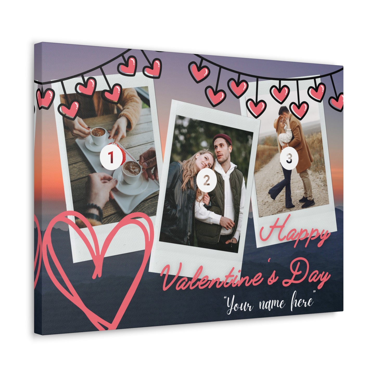 Personalized 3 Photos (Vertical) & Name For You | Canvas Gallery Wraps | Valentines day | Gift for her | Gift For Him |Custom Made