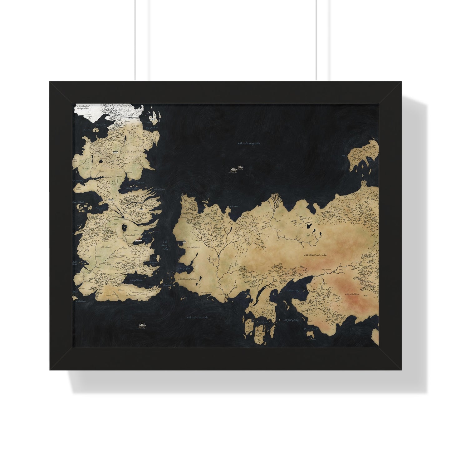 Game Of Throne Map Framed Horizontal Poster