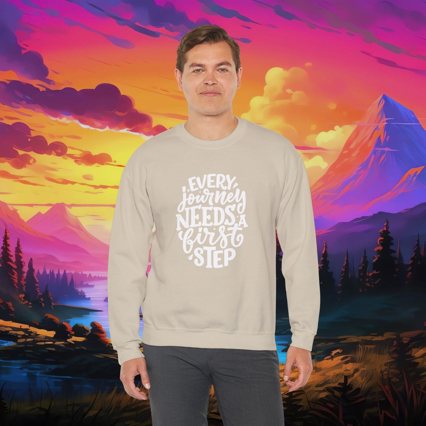 Every Journey Needs First Step Unisex Heavy Blend™ Crewneck Sweatshirt