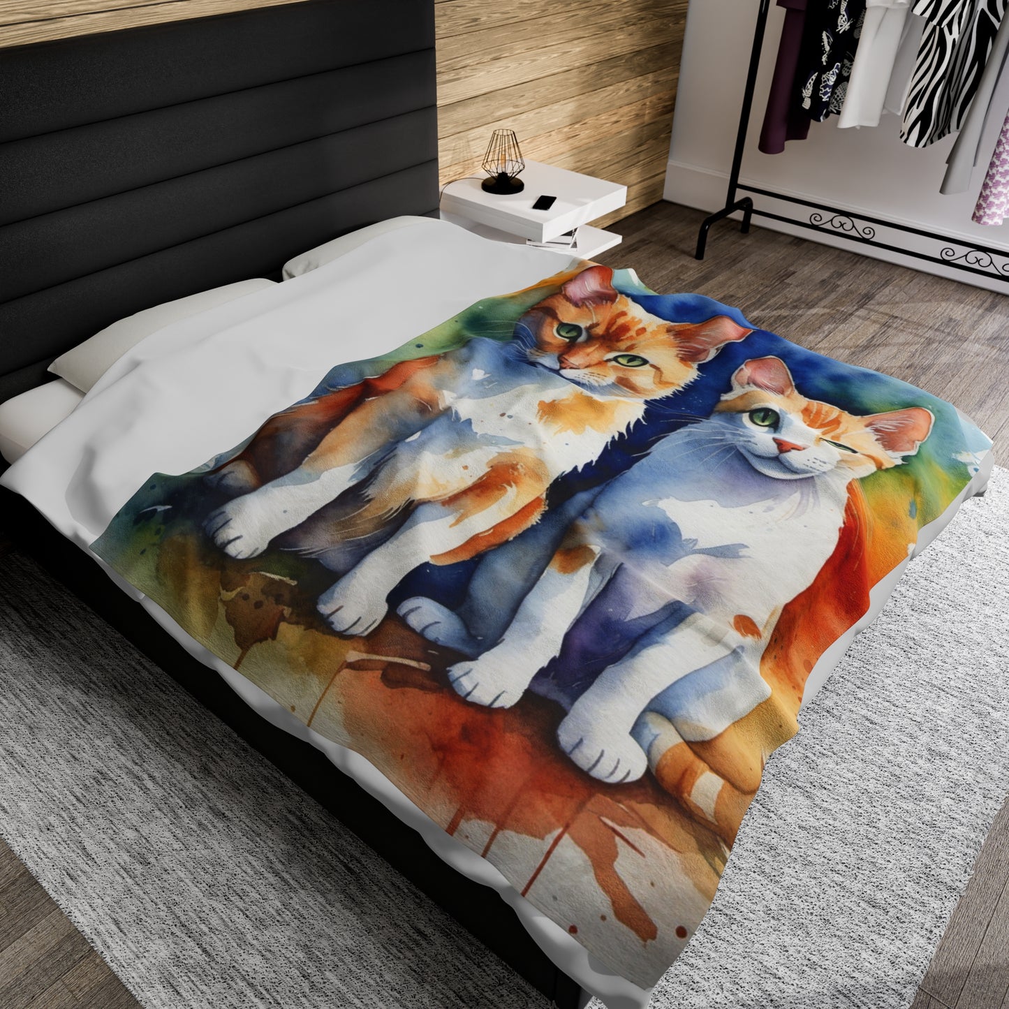 Couple Cat Velveteen Plush Blanket