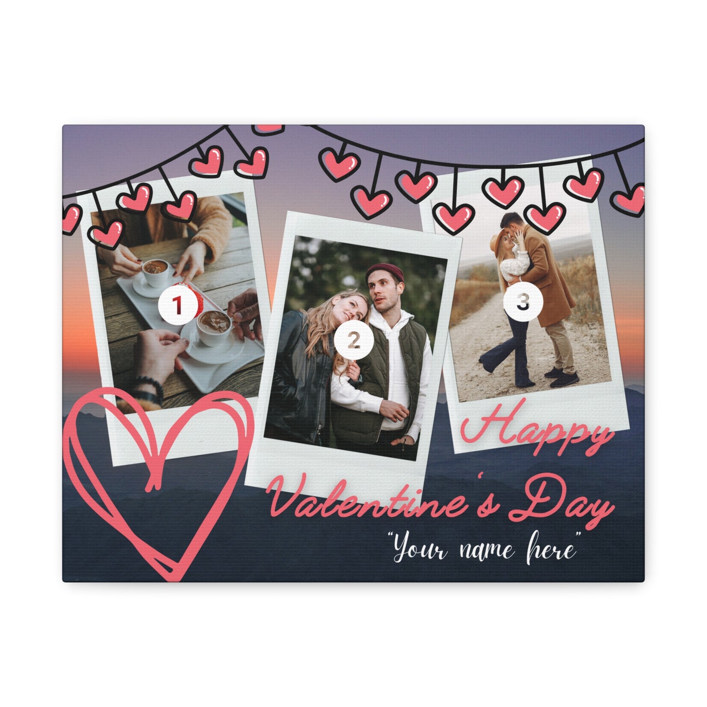 Personalized 3 Photos (Vertical) & Name For You | Canvas Gallery Wraps | Valentines day | Gift for her | Gift For Him |Custom Made