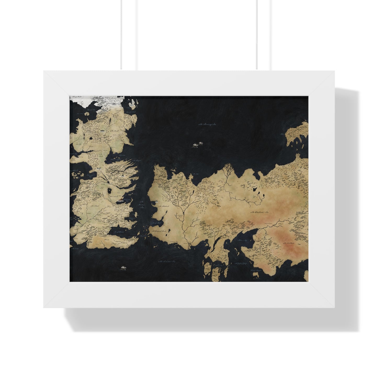 Game Of Throne Map Framed Horizontal Poster