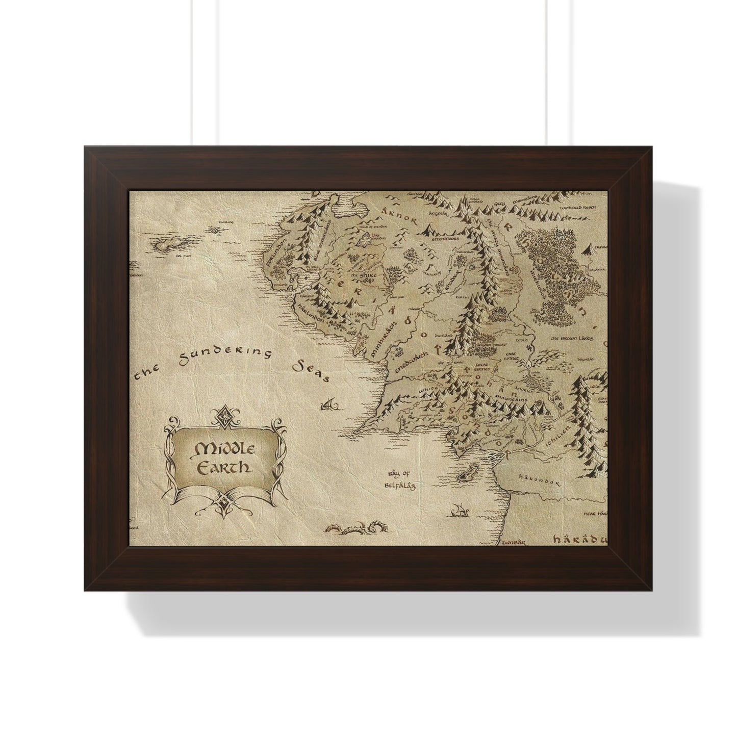 Middle Earth Map The Lord of The Ring Framed Horizontal Poster