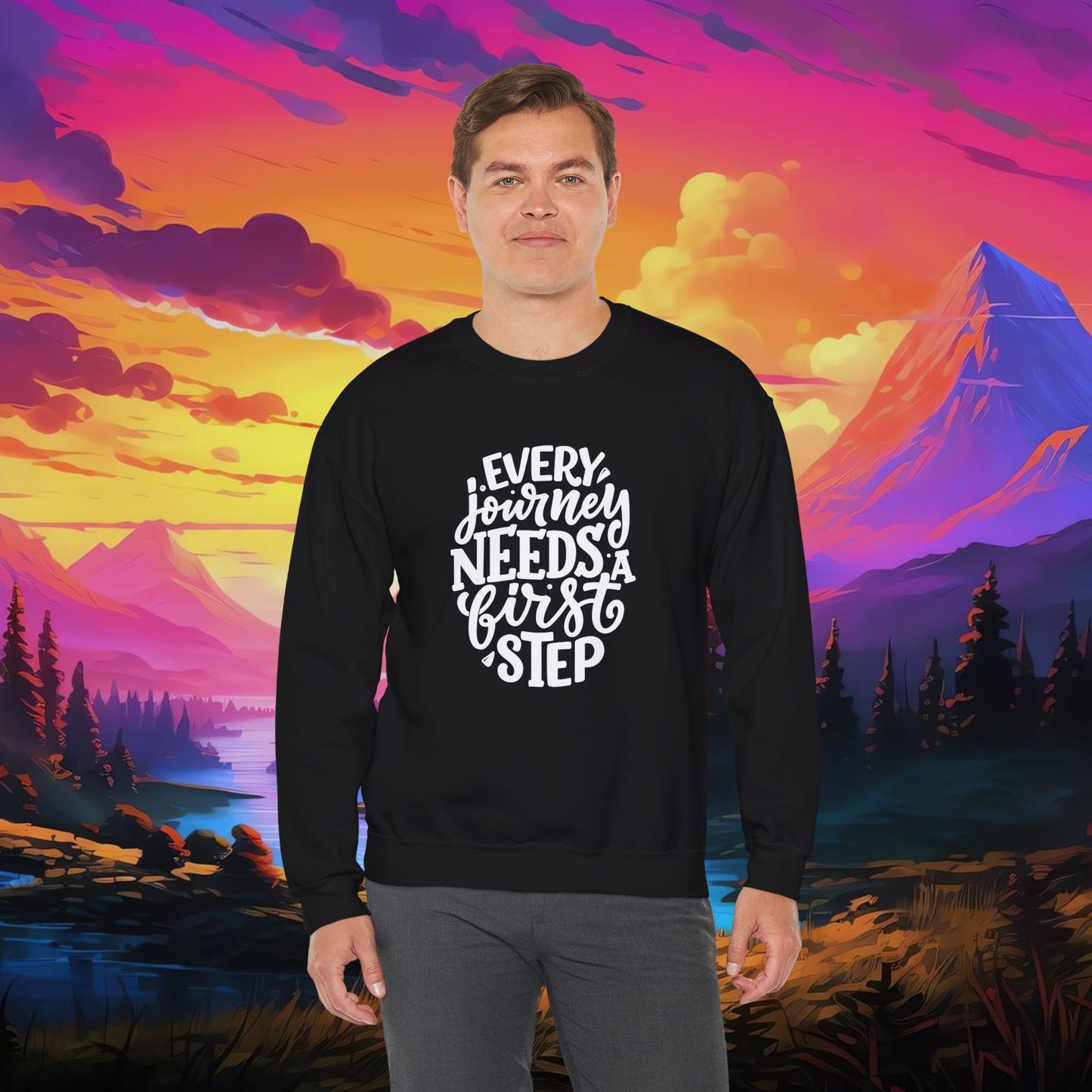 Every Journey Needs First Step Unisex Heavy Blend™ Crewneck Sweatshirt