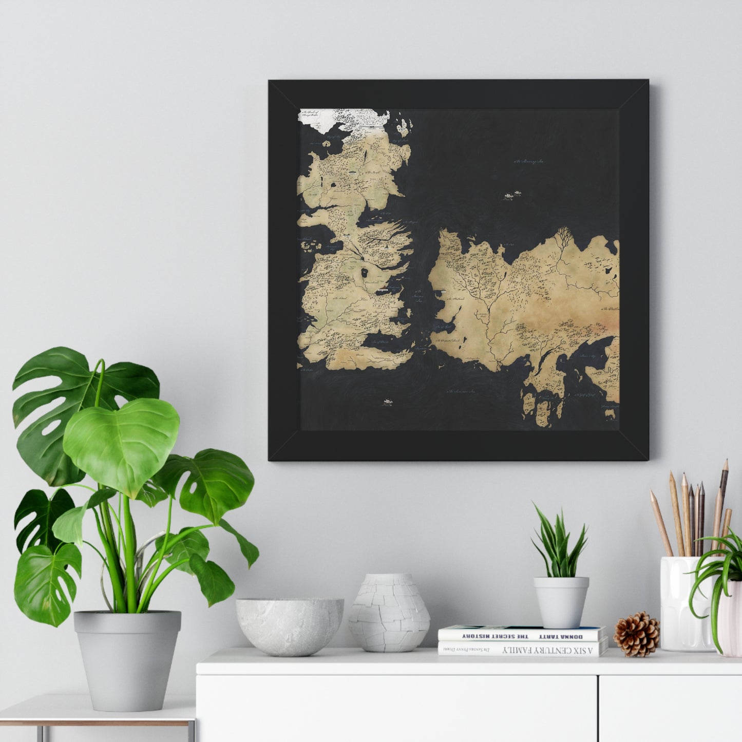 Game Of Throne Map Framed Horizontal Poster