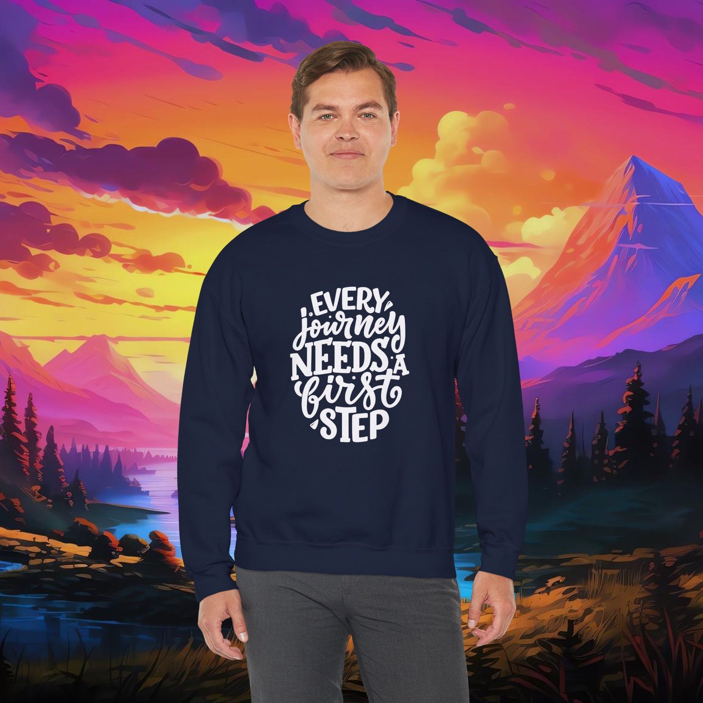 Every Journey Needs First Step Unisex Heavy Blend™ Crewneck Sweatshirt