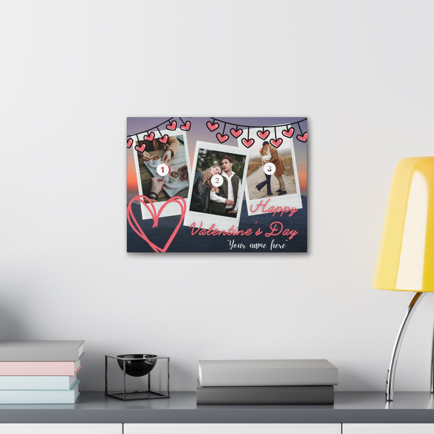 Personalized 3 Photos (Vertical) & Name For You | Canvas Gallery Wraps | Valentines day | Gift for her | Gift For Him |Custom Made