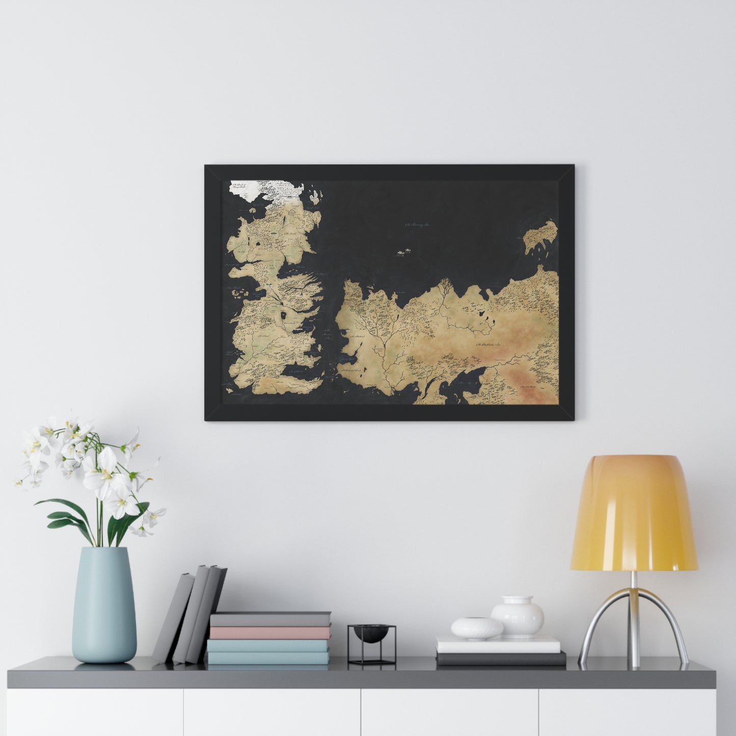 Game Of Throne Map Framed Horizontal Poster