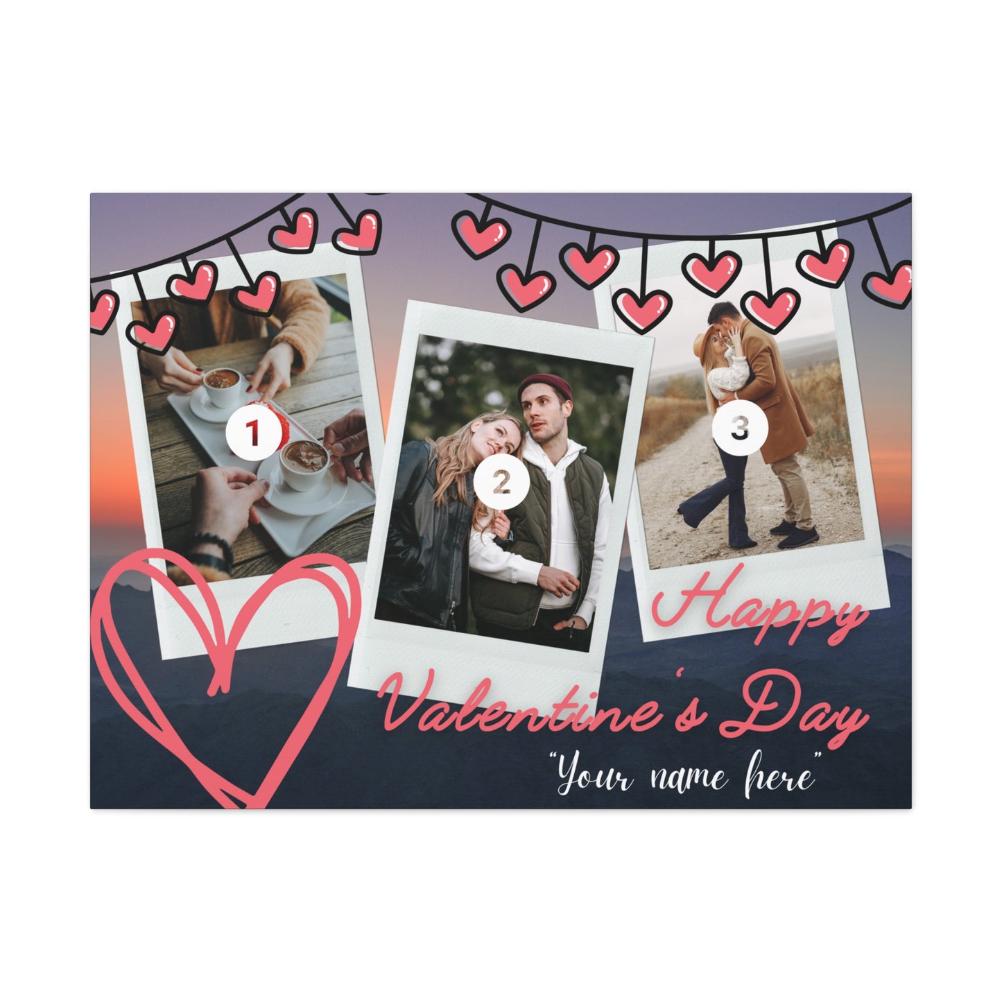 Personalized 3 Photos (Vertical) & Name For You | Canvas Gallery Wraps | Valentines day | Gift for her | Gift For Him |Custom Made