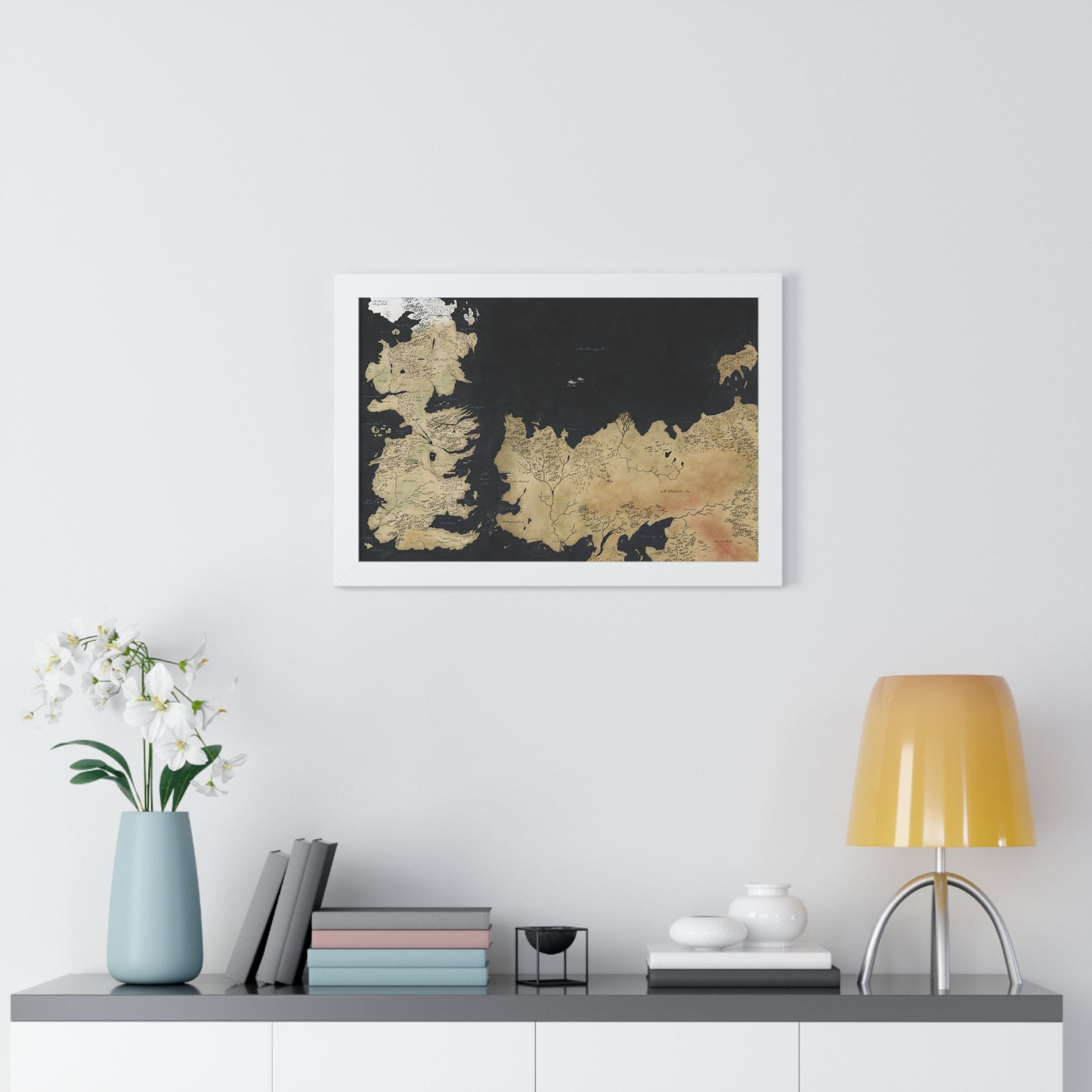 Game Of Throne Map Framed Horizontal Poster