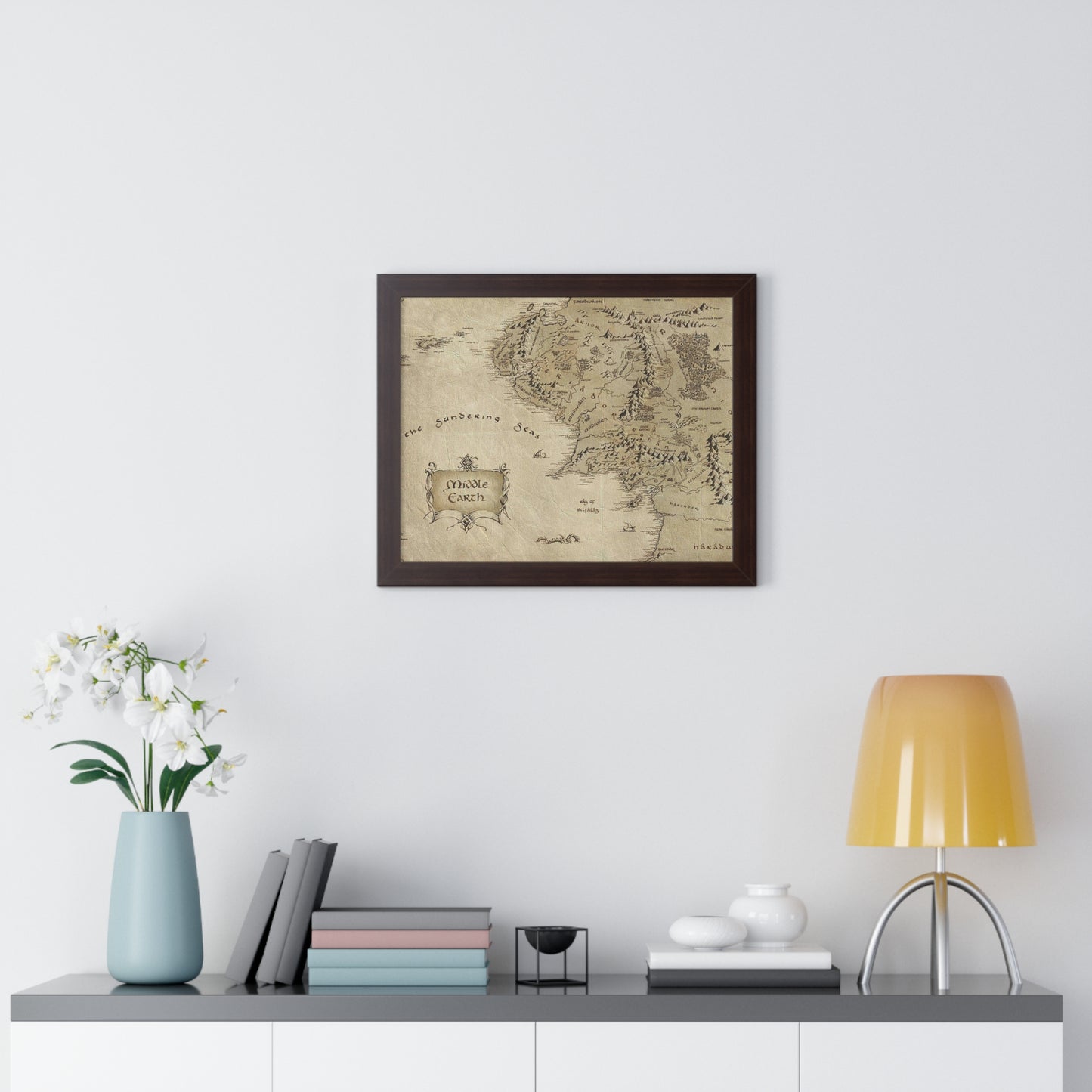 Middle Earth Map The Lord of The Ring Framed Horizontal Poster