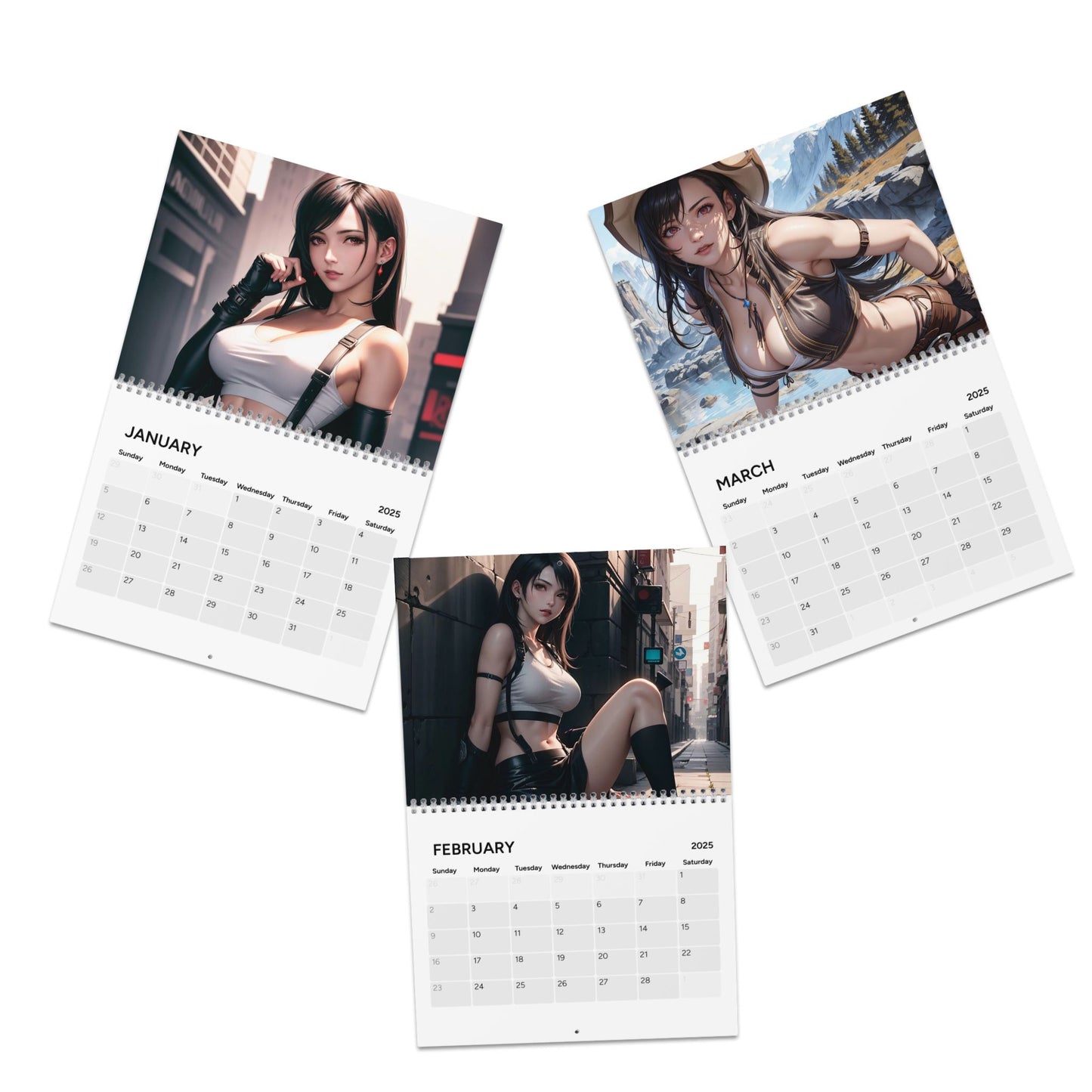 Tifa Lockhart Wall Calendar 2025, Final Fantasy VII Calendar, I Love Tifa Art, Gamer Gift, Game Room Decor, Monthly Planner