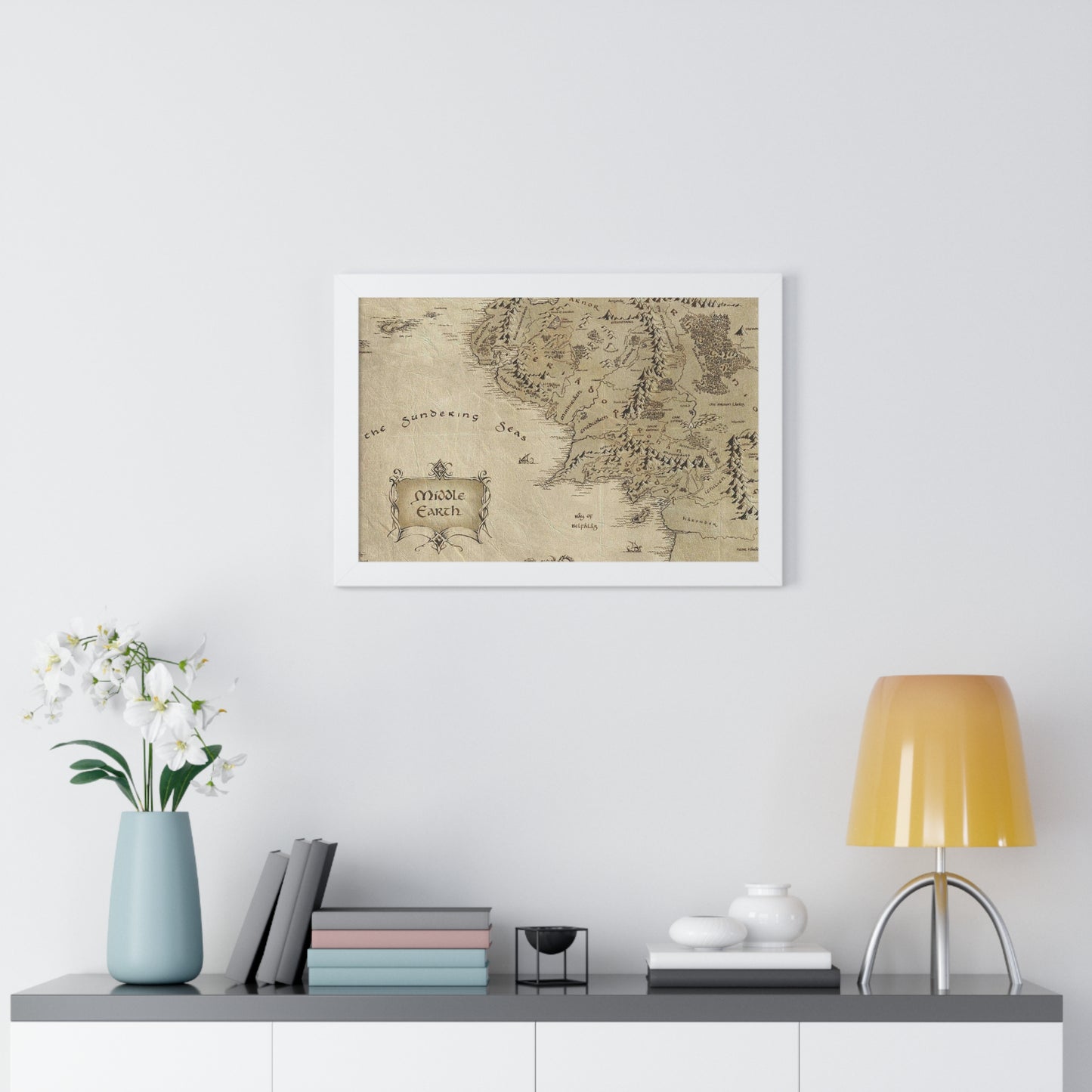 Middle Earth Map The Lord of The Ring Framed Horizontal Poster