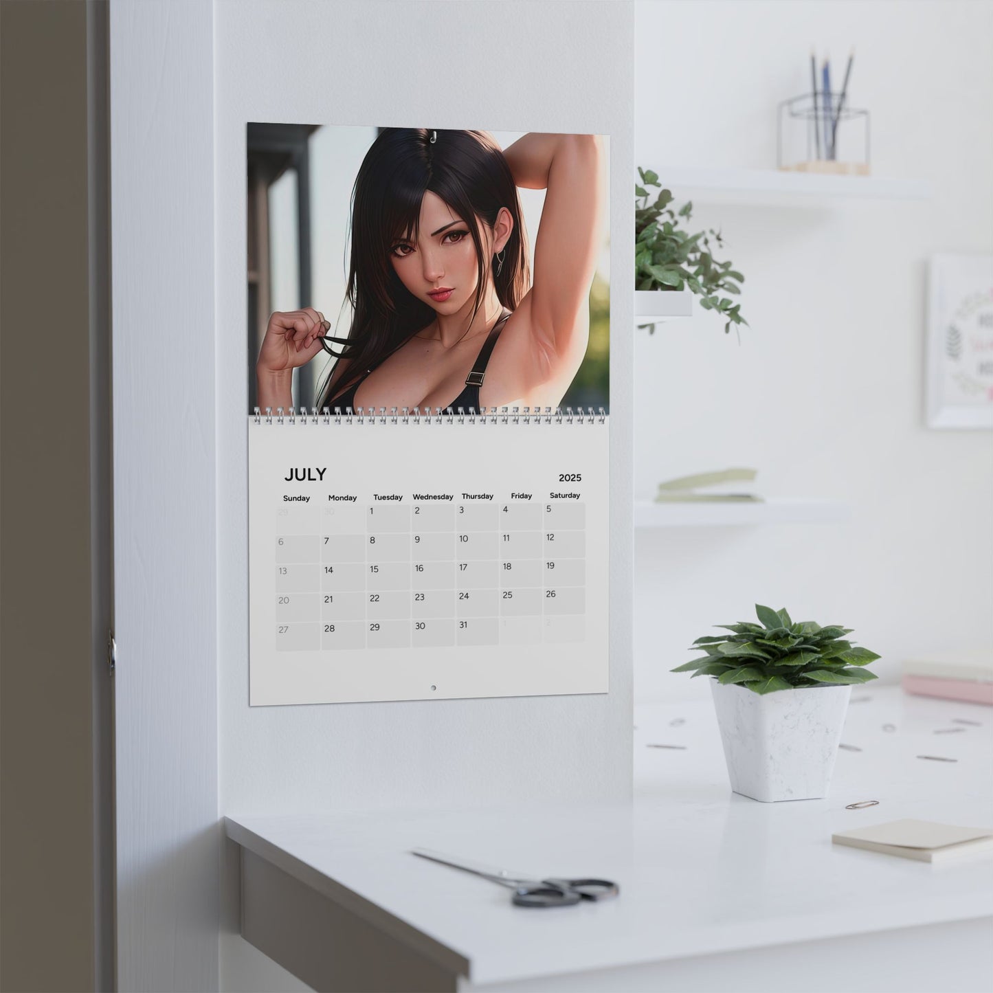 Tifa Lockhart Wall Calendar 2025, Final Fantasy VII Calendar, I Love Tifa Art, Gamer Gift, Game Room Decor, Monthly Planner