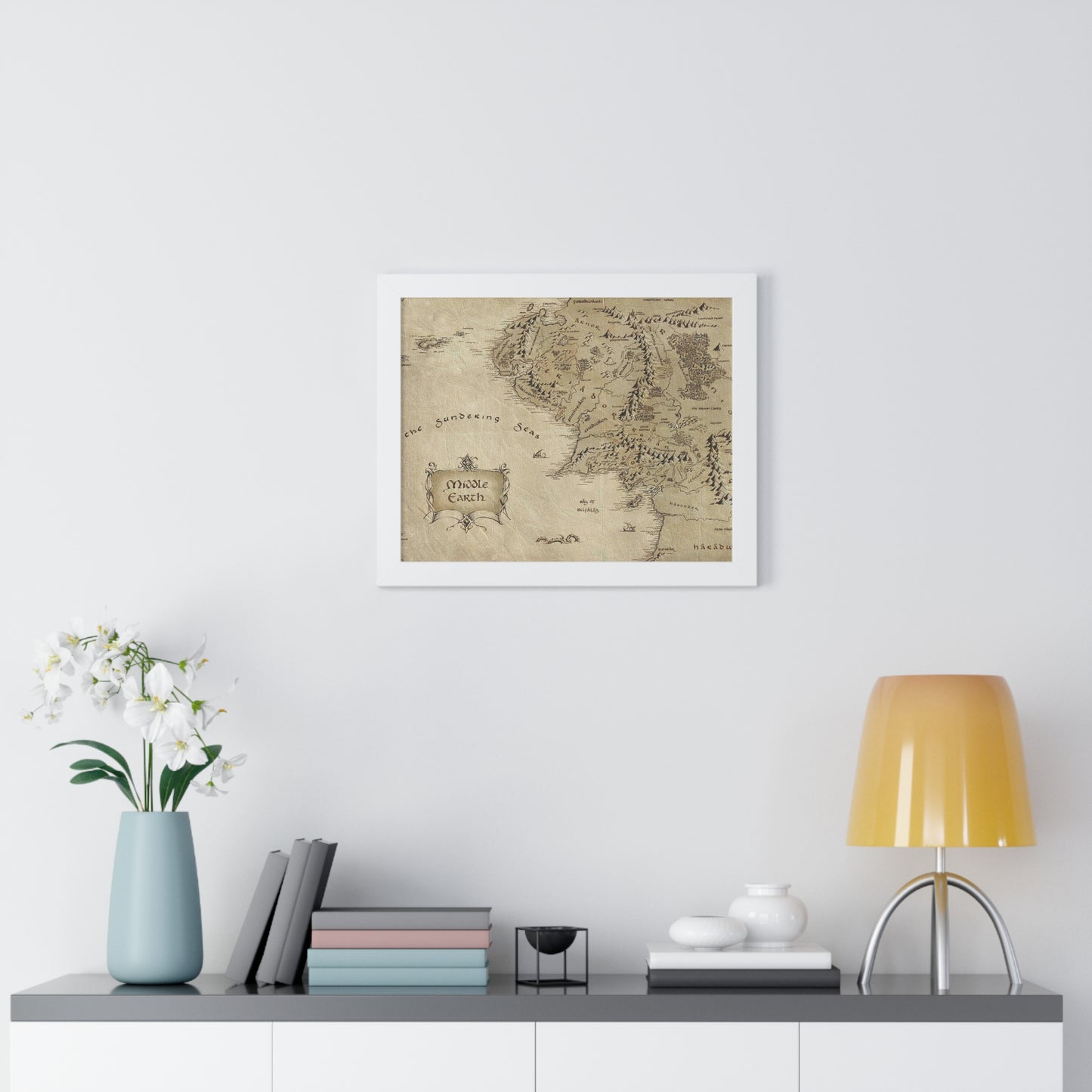 Middle Earth Map The Lord of The Ring Framed Horizontal Poster