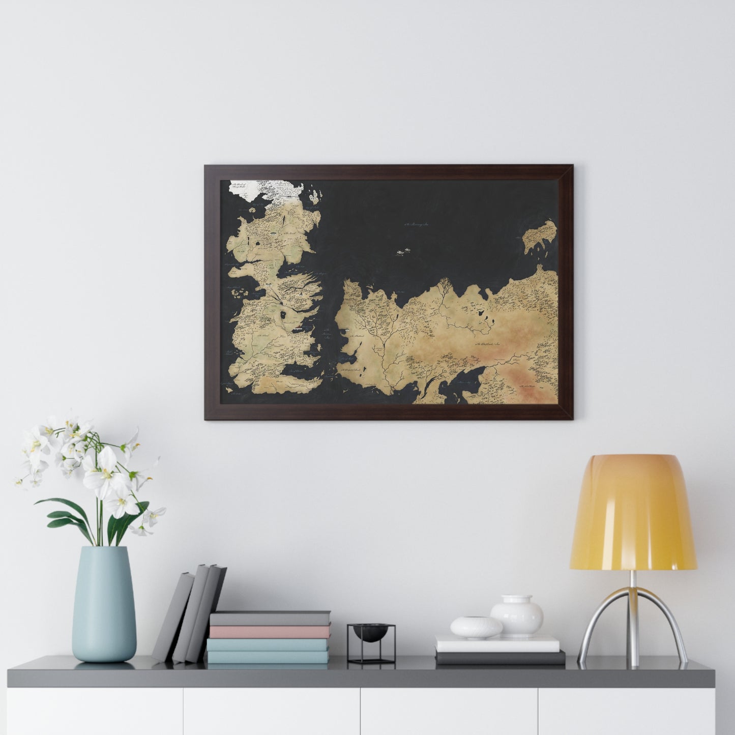 Game Of Throne Map Framed Horizontal Poster