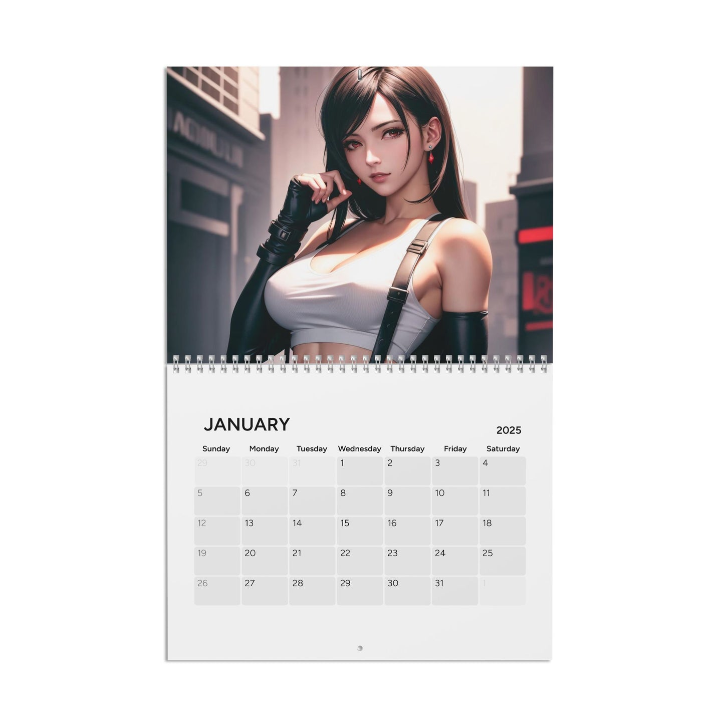 Tifa Lockhart Wall Calendar 2025, Final Fantasy VII Calendar, I Love Tifa Art, Gamer Gift, Game Room Decor, Monthly Planner