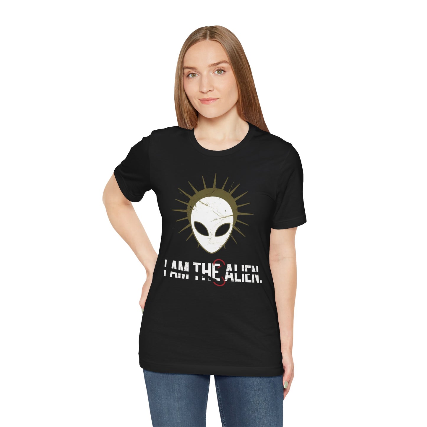 I AM THE ALIEN T-Shirt — Funny Minimalist UFO Conspiracy Tee for UFO Enthusiasts