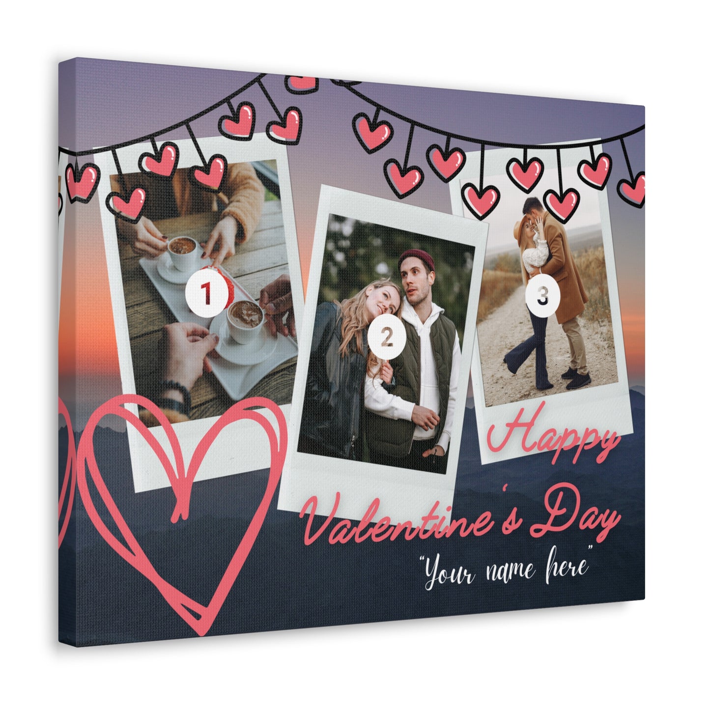 Personalized 3 Photos (Vertical) & Name For You | Canvas Gallery Wraps | Valentines day | Gift for her | Gift For Him |Custom Made