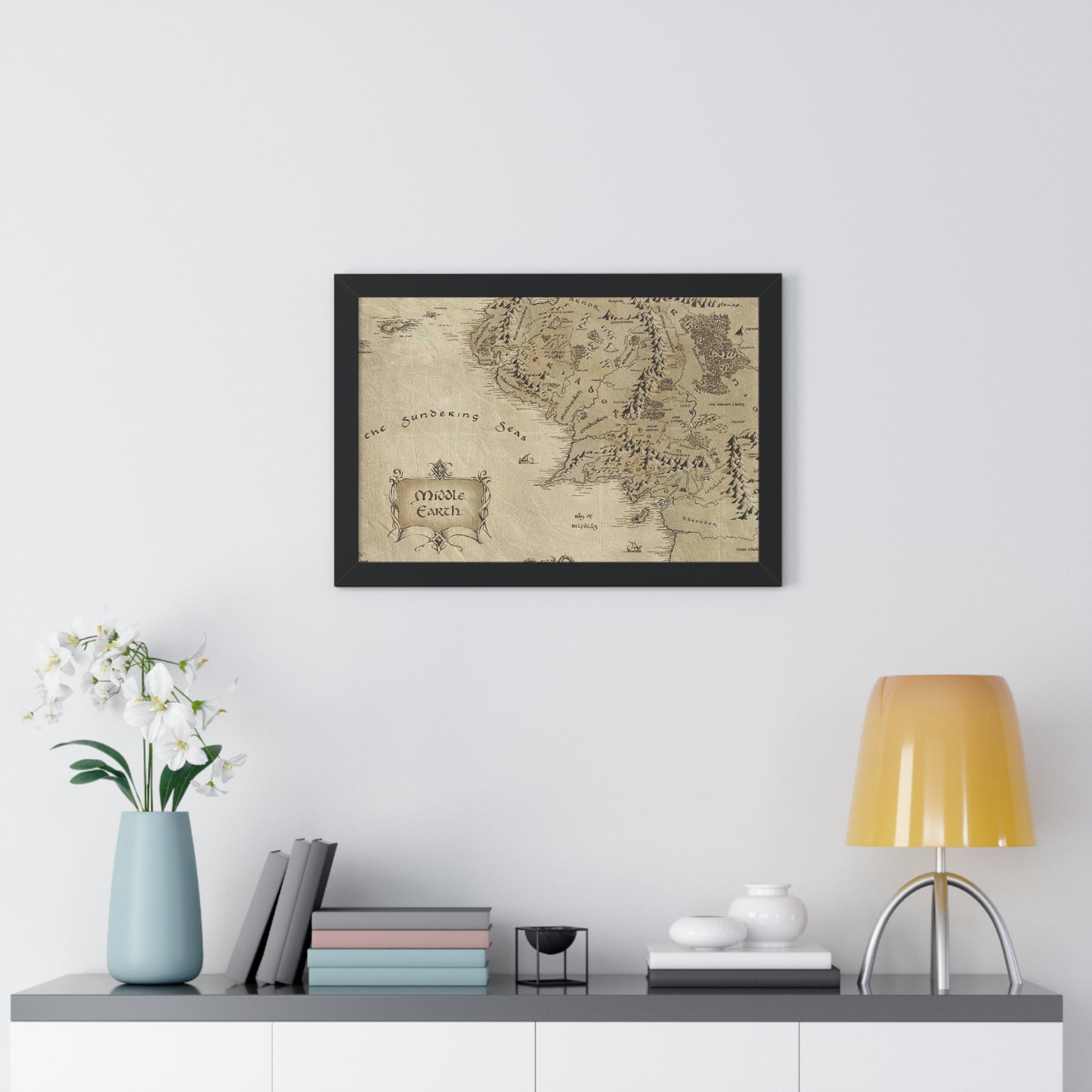 Middle Earth Map The Lord of The Ring Framed Horizontal Poster