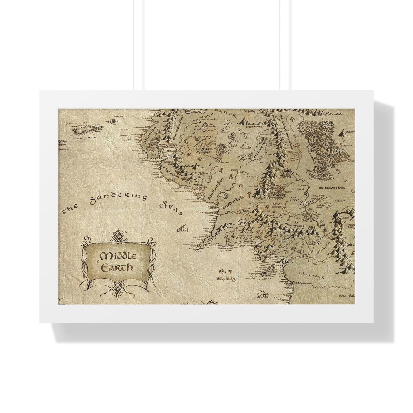 Middle Earth Map The Lord of The Ring Framed Horizontal Poster