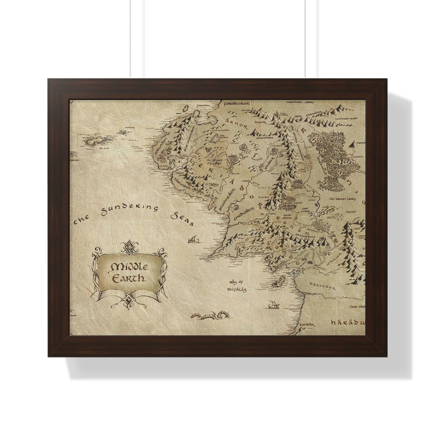 Middle Earth Map The Lord of The Ring Framed Horizontal Poster