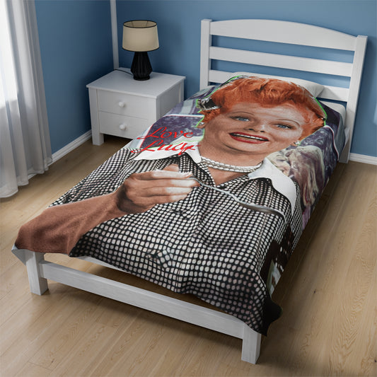 I Love Lucy Velveteen Plush Blanket - Cozy TV Show Blanket, Sofa Throw, Soft Bedding, Warm Lap Quilt, Unique Gift