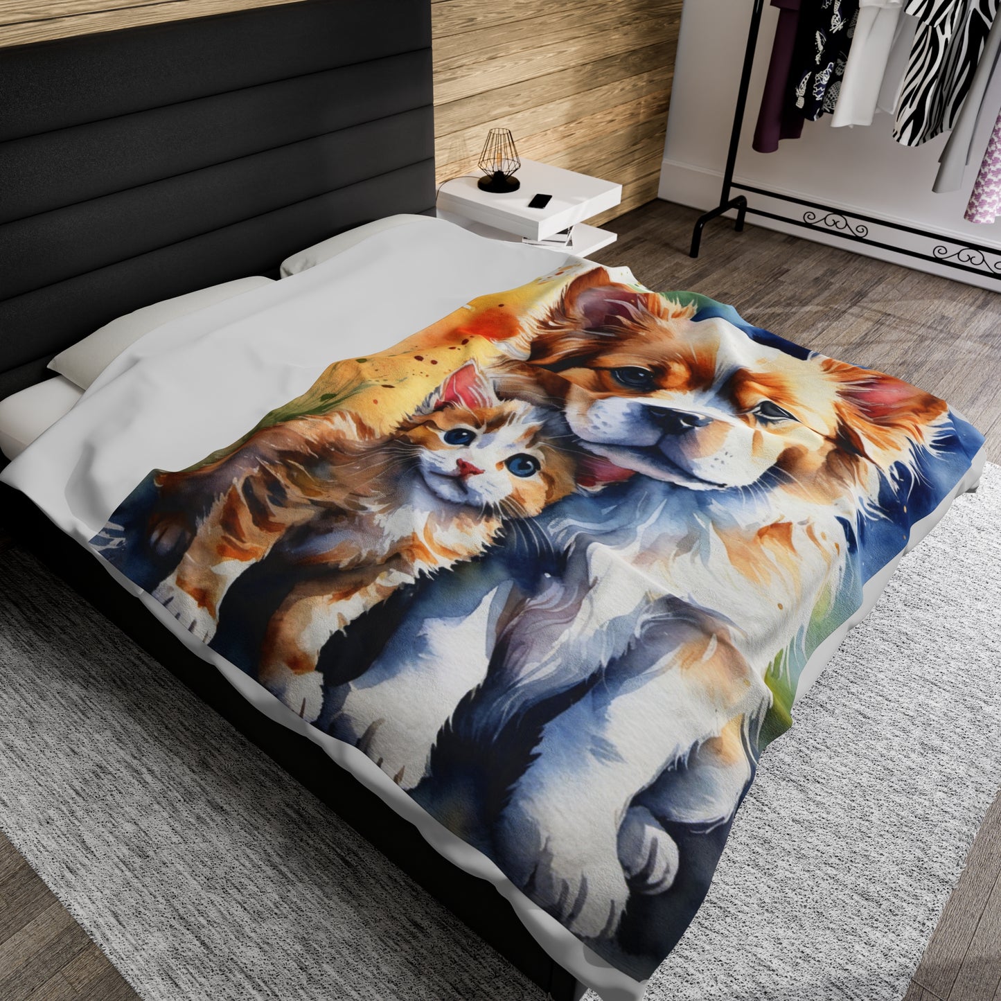 Cat & Dog Anime Velveteen Plush Blanket