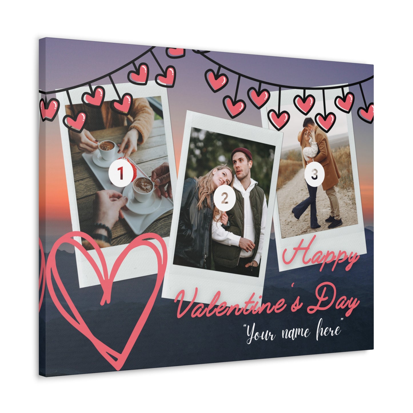 Personalized 3 Photos (Vertical) & Name For You | Canvas Gallery Wraps | Valentines day | Gift for her | Gift For Him |Custom Made