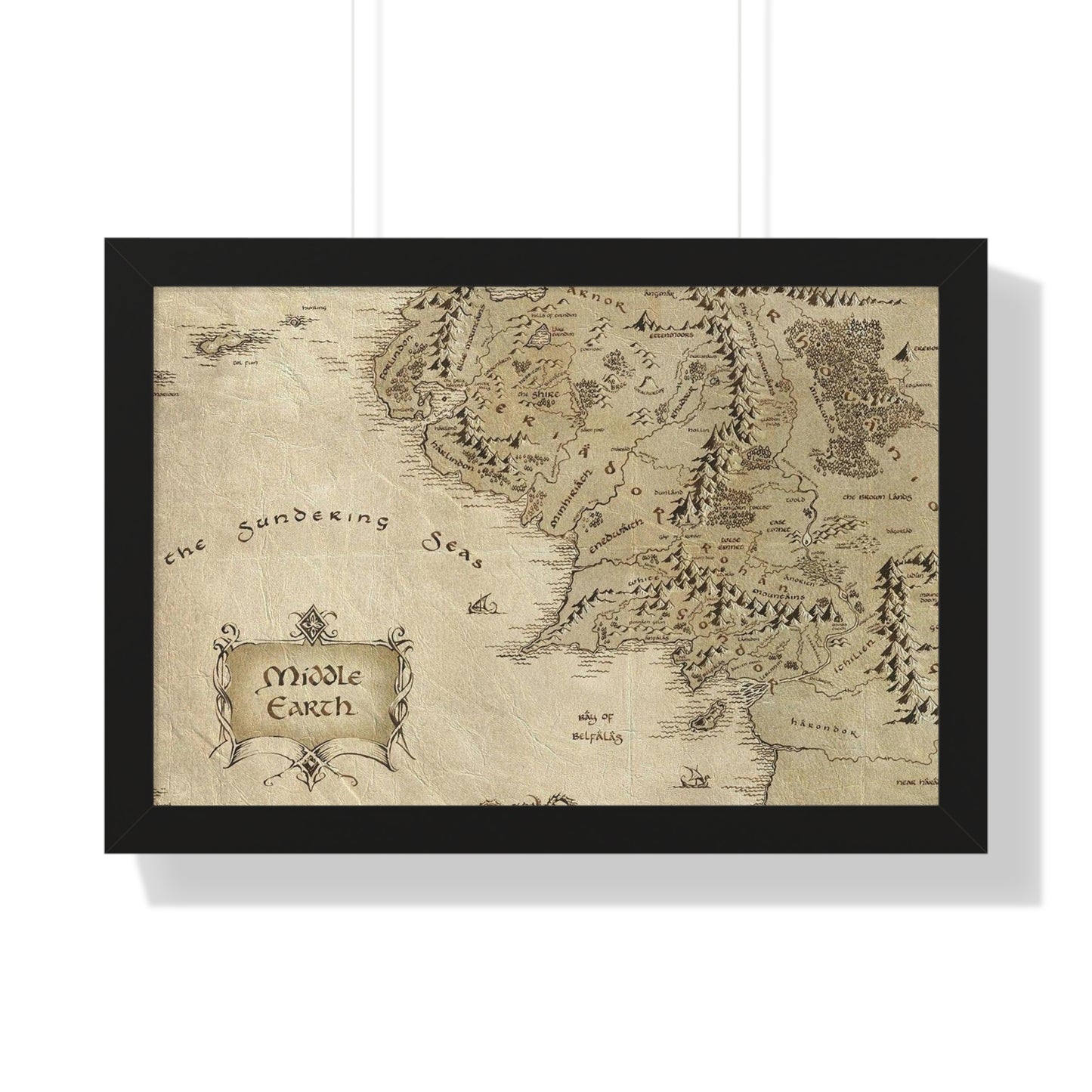 Middle Earth Map The Lord of The Ring Framed Horizontal Poster