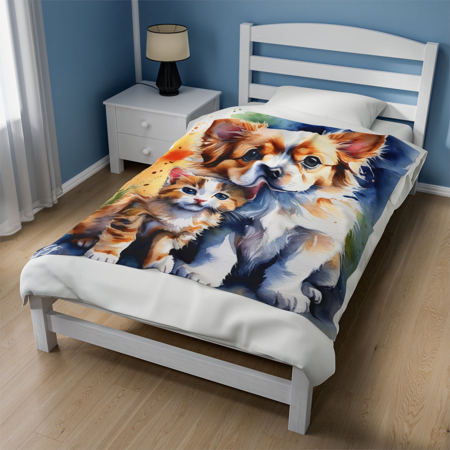 Cat & Dog Anime Velveteen Plush Blanket