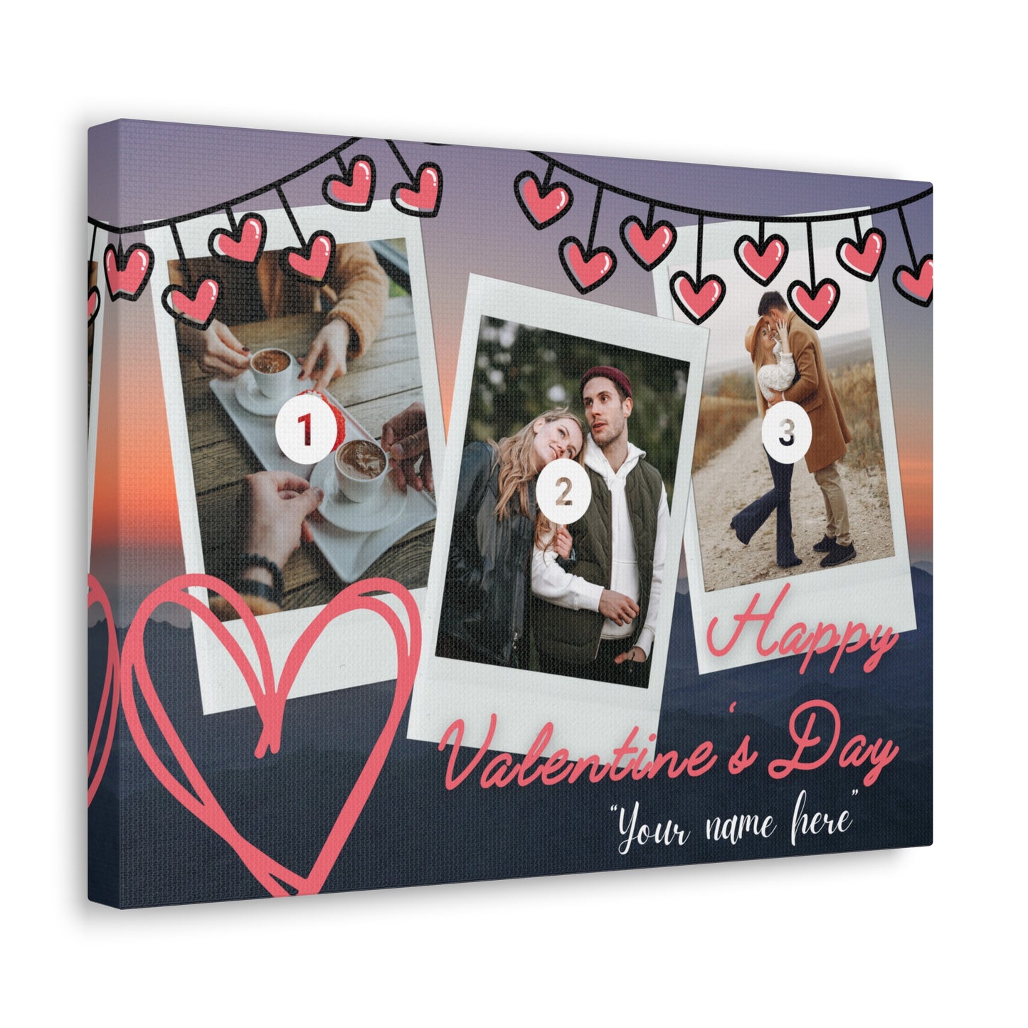 Personalized 3 Photos (Vertical) & Name For You | Canvas Gallery Wraps | Valentines day | Gift for her | Gift For Him |Custom Made