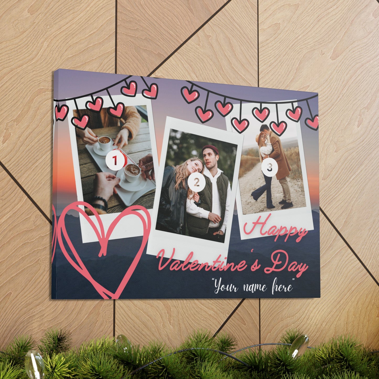 Personalized 3 Photos (Vertical) & Name For You | Canvas Gallery Wraps | Valentines day | Gift for her | Gift For Him |Custom Made