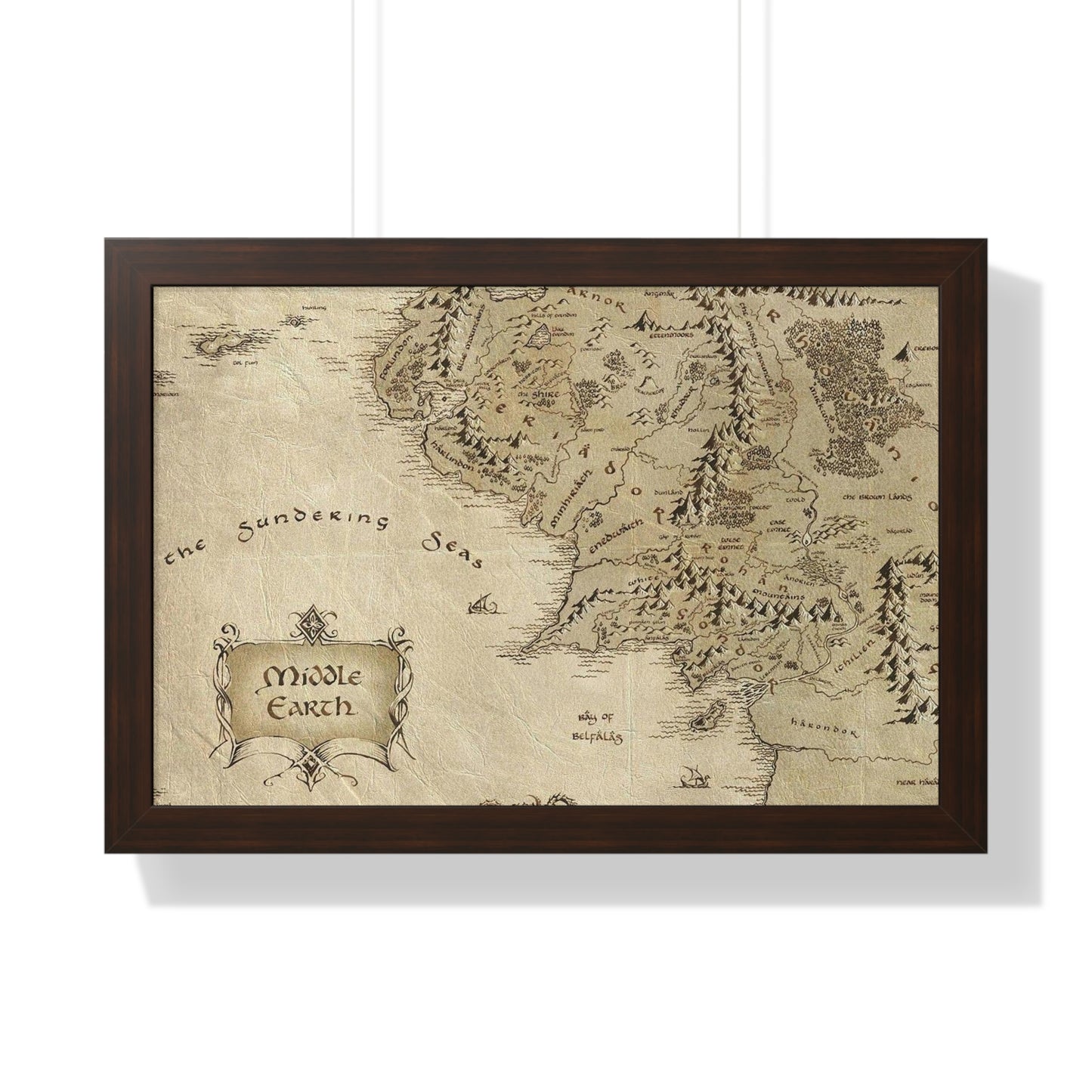 Middle Earth Map The Lord of The Ring Framed Horizontal Poster