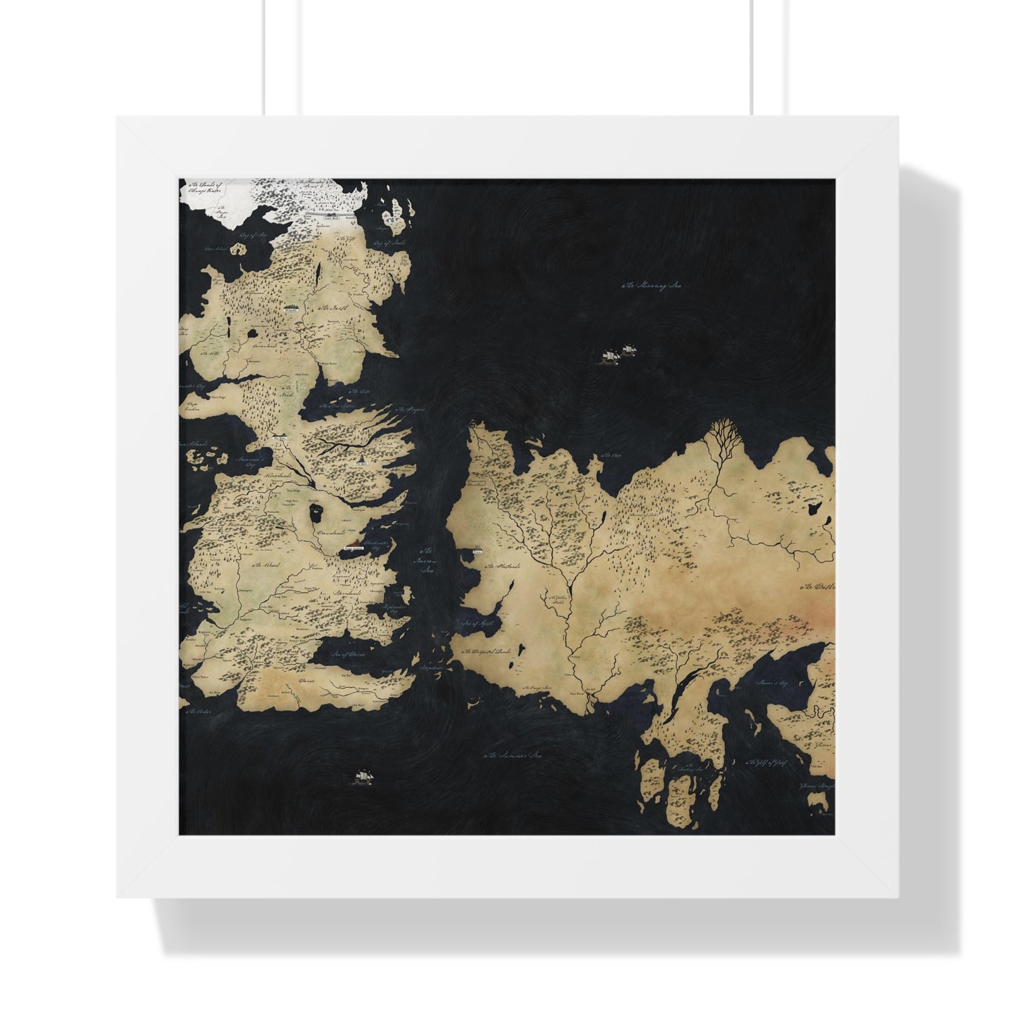 Game Of Throne Map Framed Horizontal Poster