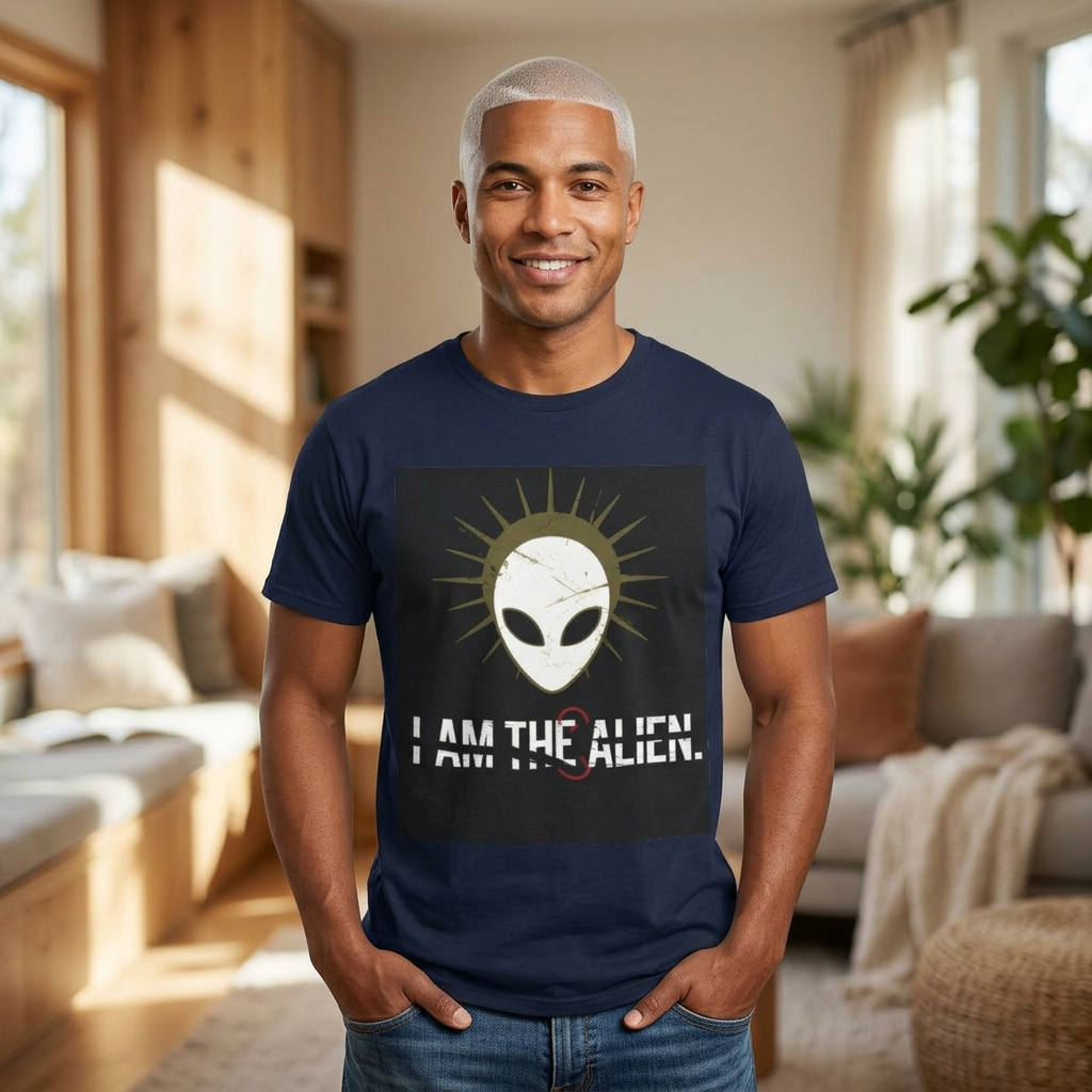 I AM THE ALIEN T-Shirt — Funny Minimalist UFO Conspiracy Tee for UFO Enthusiasts