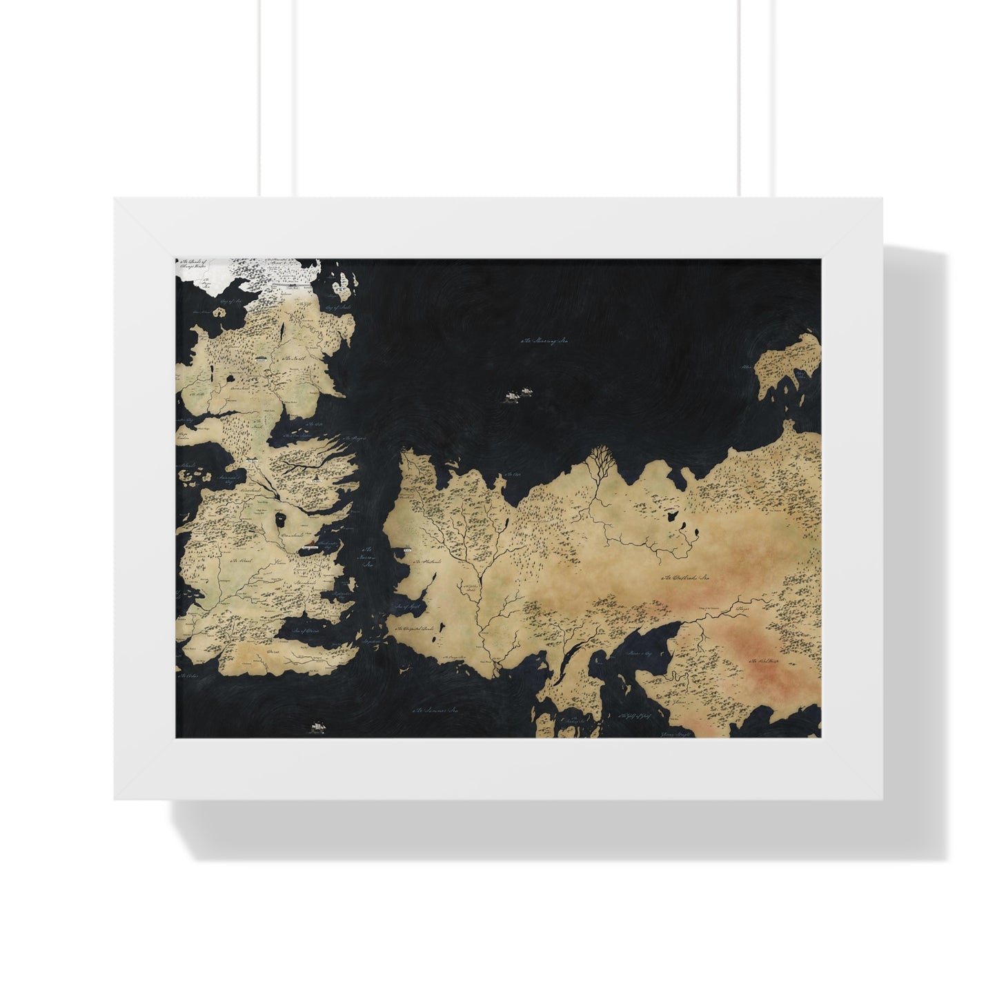 Game Of Throne Map Framed Horizontal Poster